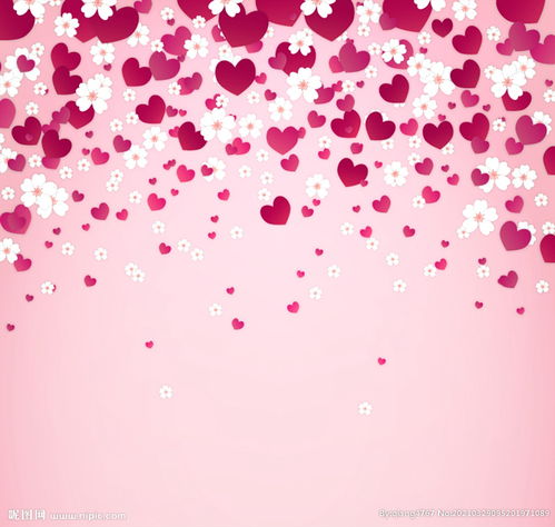 爱心与樱花背景图片